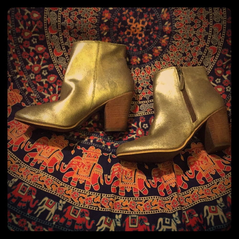 Gold Leather Booties By BP